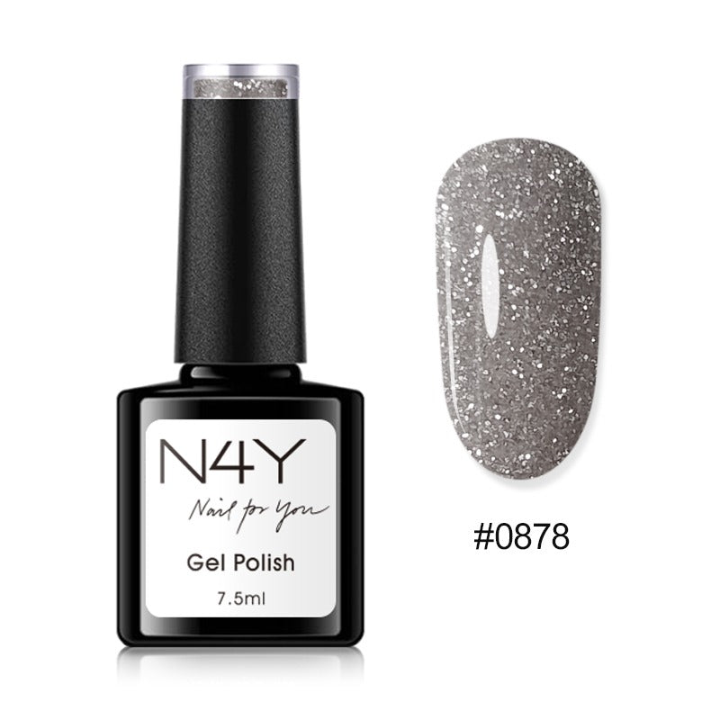 N4Y Gel Polish Grey Glitter